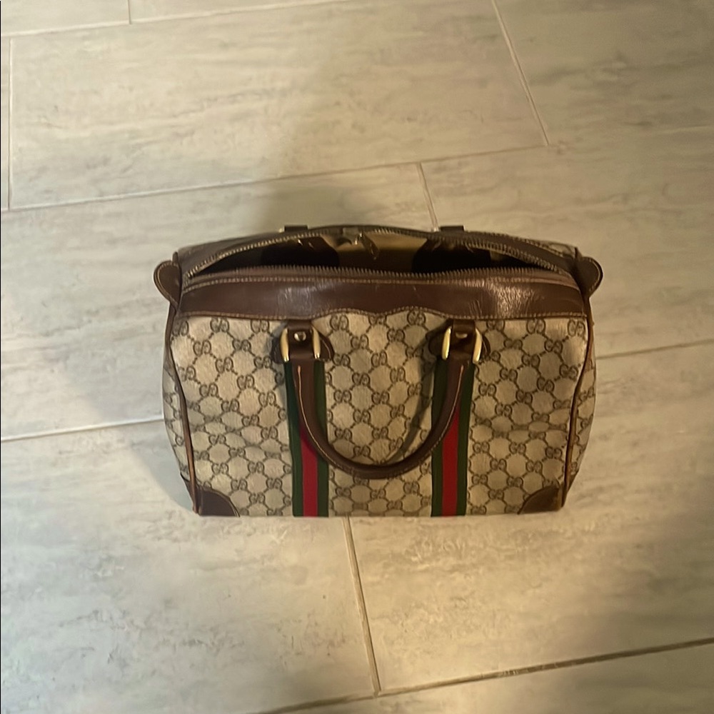 Gucci Satchel With Distinctive Pattern, Brown Lea… - image 1